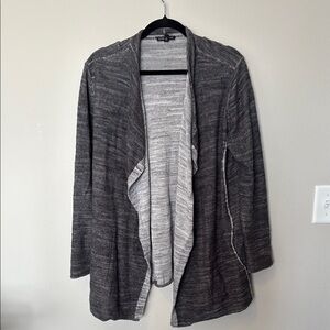 Eileen Fischer Open Cardigan Grey Large Pockets 100% Organic Cotton Cozy EUC